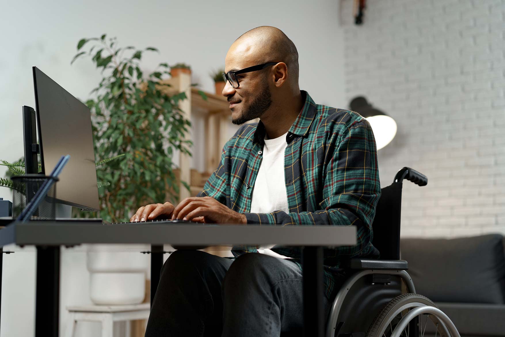 Man on a wheelchair